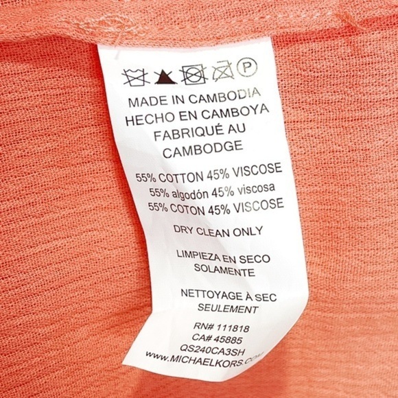 Michael Kors Top Coral‎ with Gold Buttons Size Small - Picture 5 of 5